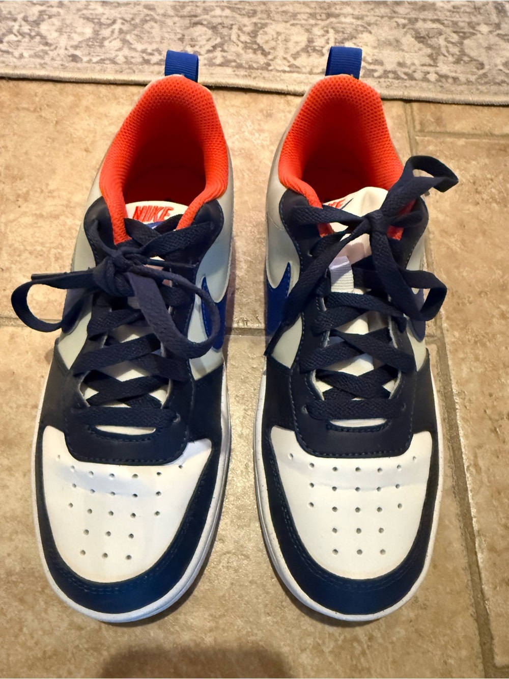 Nike Kid’s Court Borough Low Recraft orange and blue sneakers dunks. Sz 4.5youth